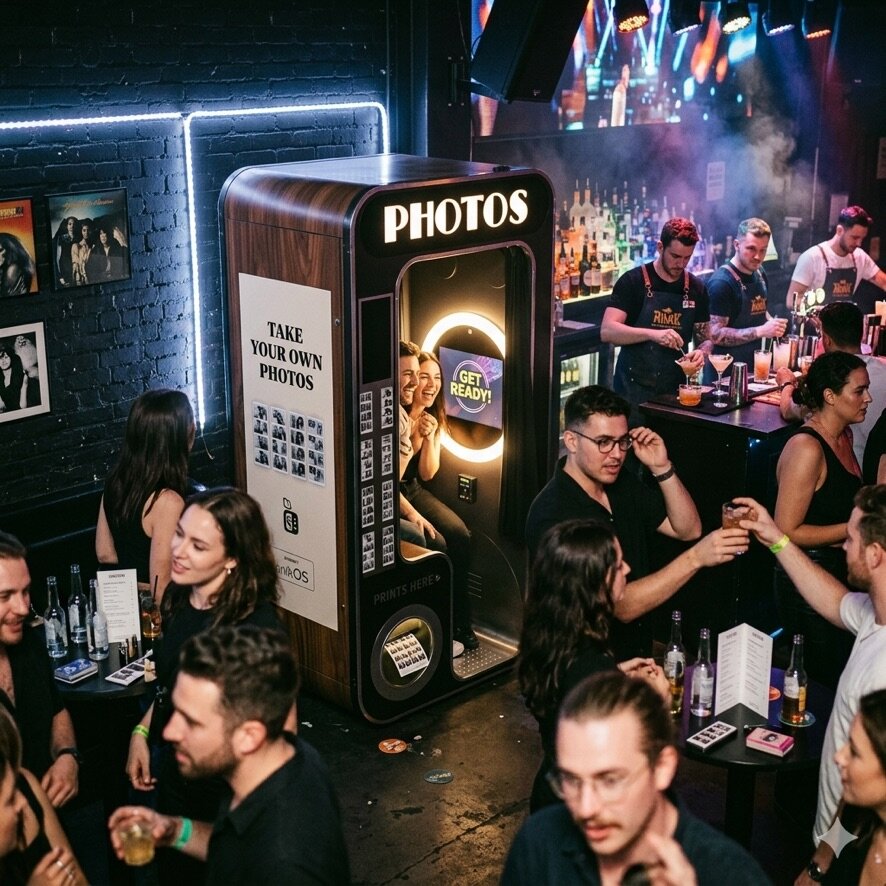 Booth busy at a nightclub on a Saturday night